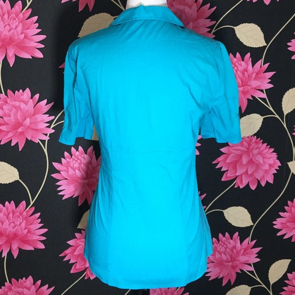 Le Chateau Blue Shortsleeve Blouse - Picture 3 of 4